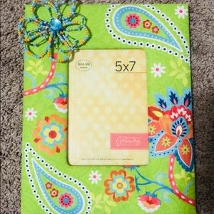 Lime green embellished fabric frame